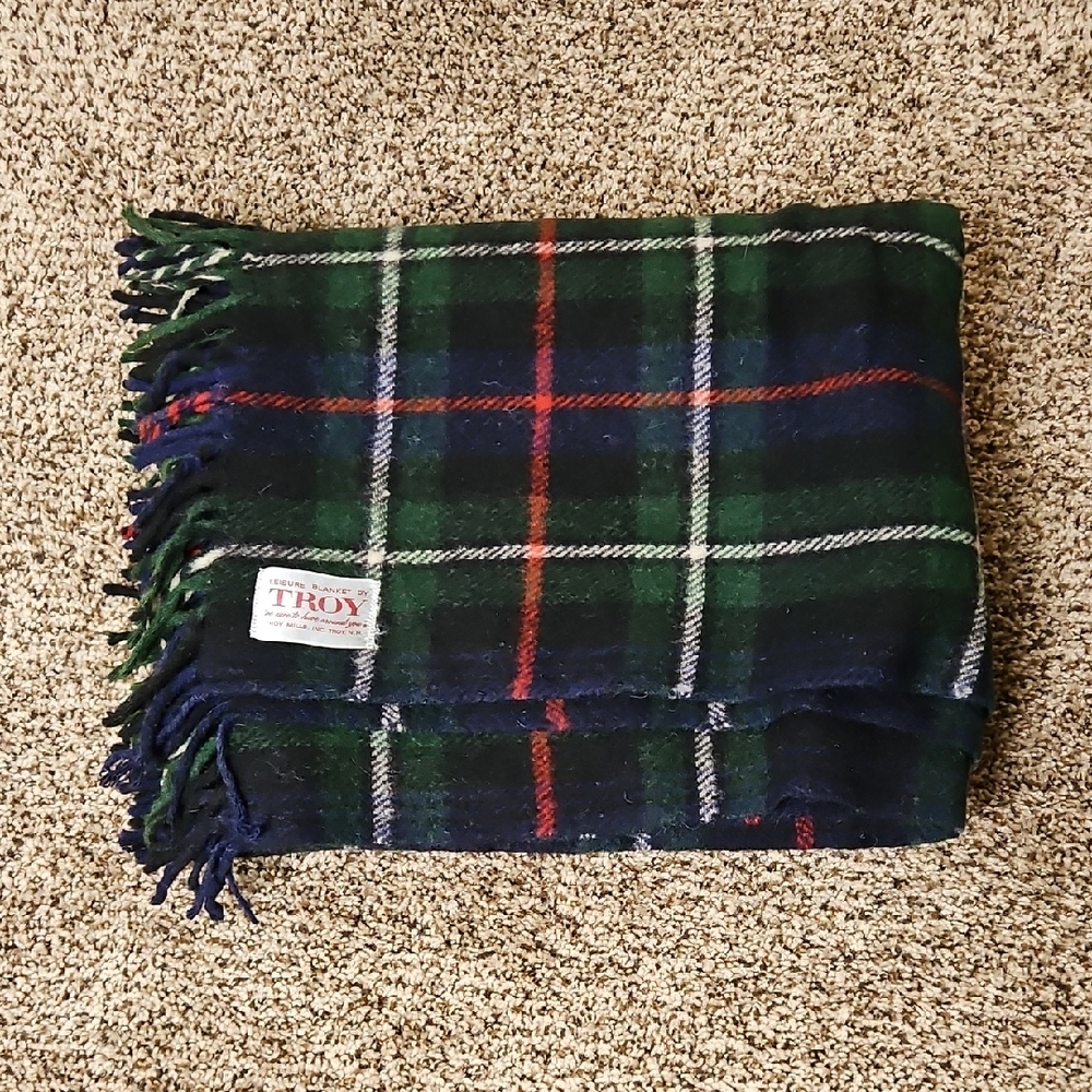 Vintage Troy Wool Tartan Leisure Blanket